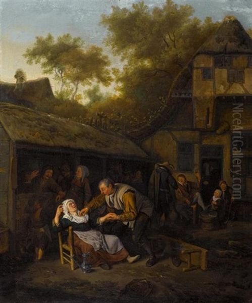 Frohliche Gesellschaft Vor Einem Wirtshaus - view 1