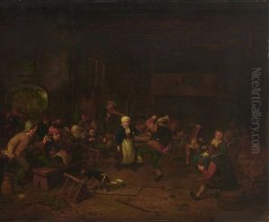 Tanzende Bauern Im Wirtshaus by Cornelis Dusart