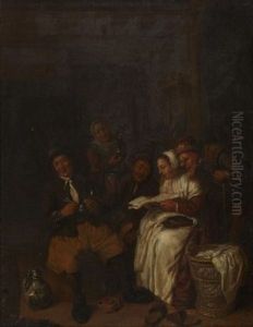 La Lecture De La Gazette (in 2 Parts) by Cornelis Dusart
