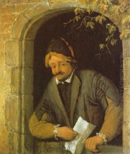 A Poet At An Arched Window by Cornelis Dusart