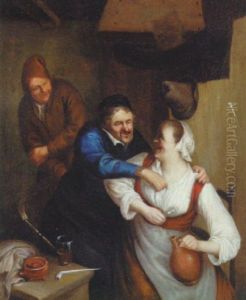 Peasants Merrymaking In A Tavern by Cornelis Dusart