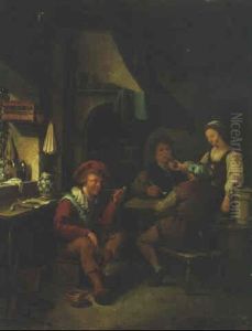 Peasants In A Tavern by Cornelis Dusart