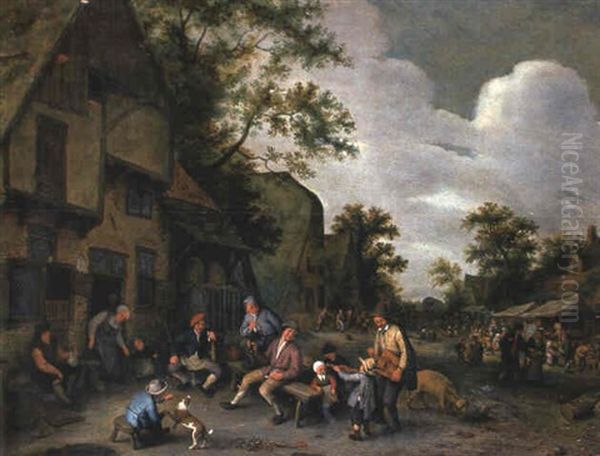 Peasants Listening To A Child Violinist Outside A Village Inn - view 1