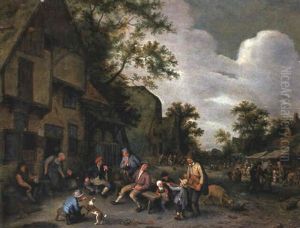 Peasants Listening To A Child Violinist Outside A Village Inn