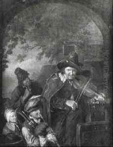 Group Of Musicians Playing Their Instruments by Cornelis Dusart