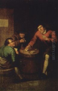 Peasants Playing Cards In An Interior by Cornelis Dusart