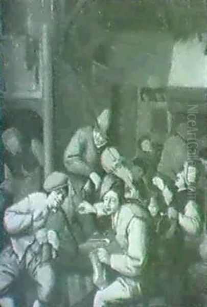An Interior Of A Tavern With Peasants Drinking And A Fiddlerplaying - view 1