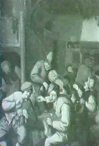 An Interior Of A Tavern With Peasants Drinking And A Fiddlerplaying by Cornelis Dusart