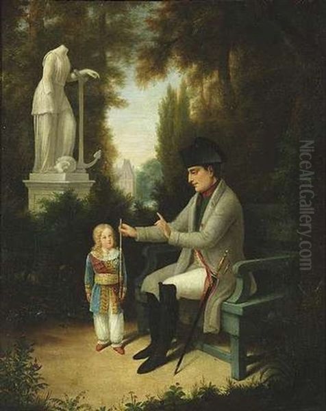 Napoleon Mit Seinem Sohn Francois Charles Joseph Im Park - view 1
