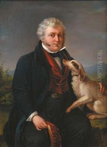 Ritratto Di Uomo Con Cane; Ritratto Femminile (2 Works) by Cosroe Dusi