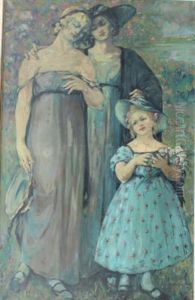 Scene De Famille Dans Un Parc by (Pierre) Leon Dusouchet