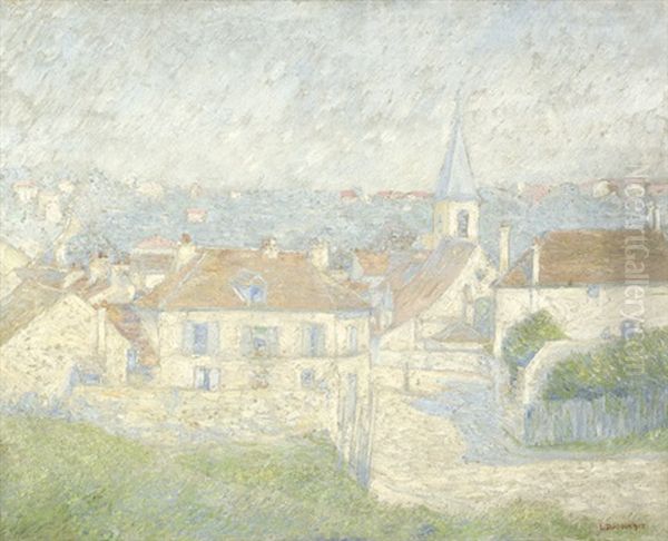 Sommerliche Ansicht Einer Hauserzeile, Im Hintergrund Eine Stadt - view 1