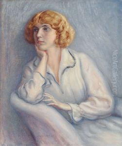 Portrait Einer Jungen Blonden Dame by Eduard Adrian Dussek