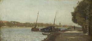 Les Bords De L'amsteel by Henri Joseph Constant Dutilleux
