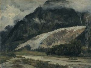 Vallee Suisse Au Glacier by Henri Joseph Constant Dutilleux