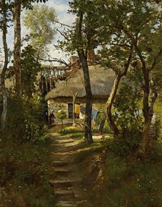 Chaumiere A Barbizon by Henri Joseph Constant Dutilleux
