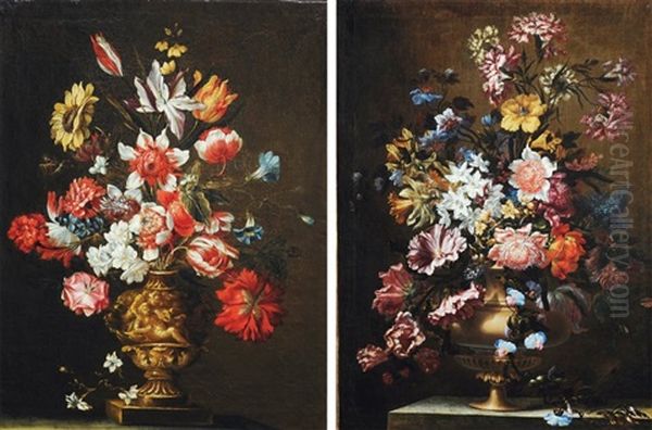 Vases De Fleurs Sur Entablements (pair) - view 1