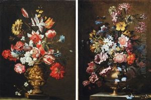 Vases De Fleurs Sur Entablements (pair)