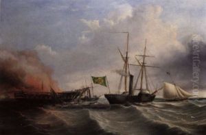 The American Emigrant Ship "ocean Monarch" Ablaze Off Great Orme's Head, North Wales, 24th August 1848 by Thomas Goldsworth Dutton
