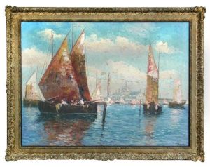 Sailing Boats On The Lagoon, Venice by Charles Duval