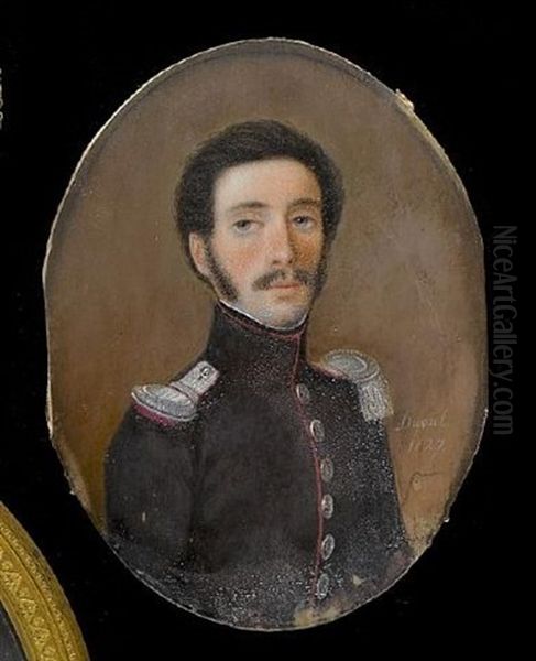 An Officer, Wearing Black Coatee With Silver Buttons And Piped With Red, Epaulette And Contre-epaulette - view 1
