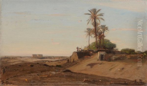 Landschaft Bei Luxor, Im Hintergrund Der Tempel Von Karnak - view 1