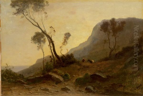 Sudliche Landschaft Mit Einem Eseltreiber - view 1