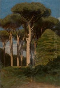 Mediterrane Landschaft Mit Pinien by Etienne Duval