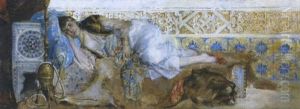 Femme Orientale Au Narghileh Constantinople by Etienne Duval