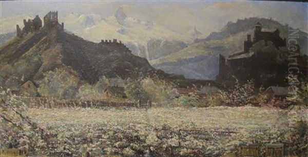 Vue De Valere Et Tourbillon Au Printemps - view 1