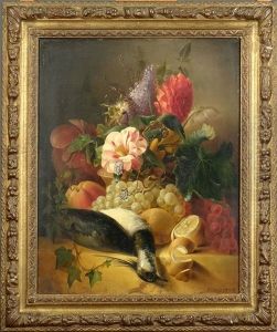 Nature Morte A L'oiseau, Aux Citrons Et Aux Fleurs by Francois Charette Duval