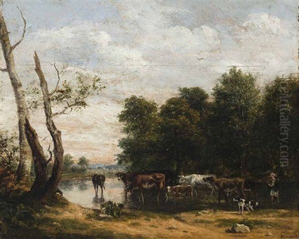Hirten Mit Weidevieh Am Wasser - view 1