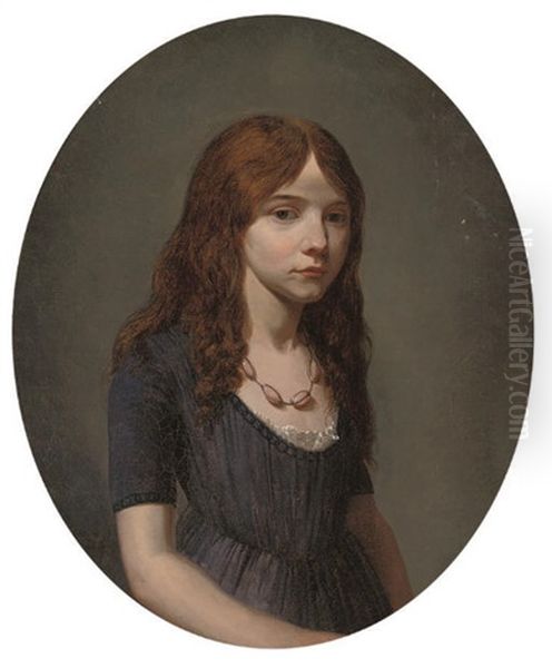 Portrait Of A Girl In A Blue Dress, Wearing A Rose Quartz Necklace - view 1