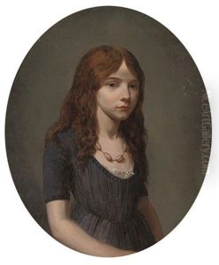 Portrait Of A Girl In A Blue Dress, Wearing A Rose Quartz Necklace Portrait Of A Girl In A Blue Dress, Wearing A Rose Quartz Necklace