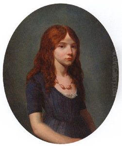Portrait Of A Girl In A Blue Dress Wearing A Rose Quartz Necklace Portrait Of A Girl In A Blue Dress Wearing A Rose Quartz Necklace