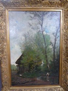 Lavandiere Pres D'une Chaumiere