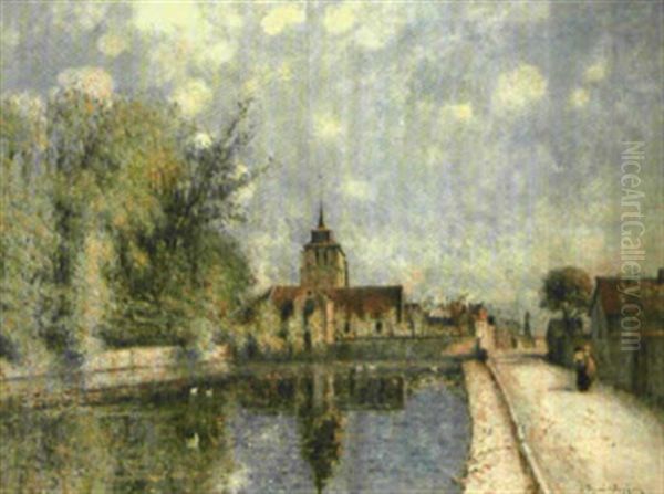 A Village Church By A Canal - view 1
