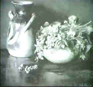 Still Life With Bowl Of Violets by Fannie Eliza Duvall