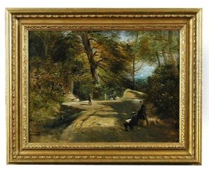 A View In Clapgate Lane, Ipswich, Suffolk, With A Seated Artist by John Duvall