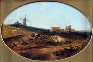 Shepherd Boy Resting With His Flock by John Duvall