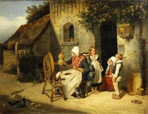 Spinning The Wool by Jules Alexandre Duval-Lecamus