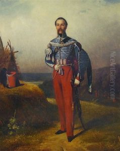 Portrait D'un Militaire Dans Un Paysage