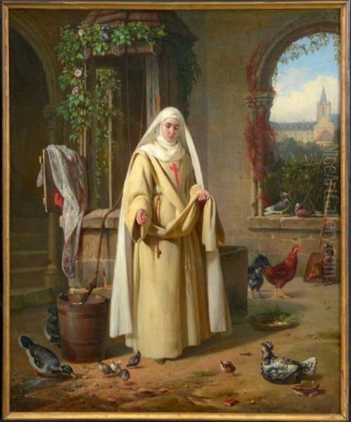 Jeune Religieuse S'occupant Du Poulailler Du Couvent - view 1