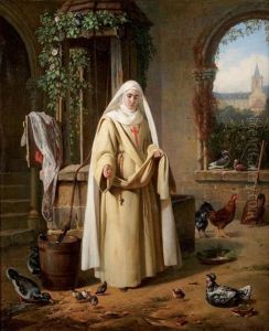 Soeur Trinitaire Dans La Cour De Son Couvent