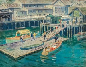 The Wharf At Gloucester Harbor by Frank Duveneck