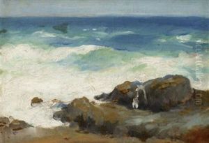 Waves Breaking On Rocks by Frank Duveneck