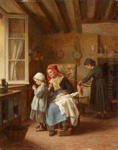 Threading The Needle by Duverger, Theophile Emmanuel