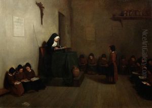 A Convent Classroom by Duverger, Theophile Emmanuel