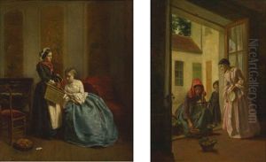 The Present And The Fruit Vendor (2 Works) by Duverger, Theophile Emmanuel