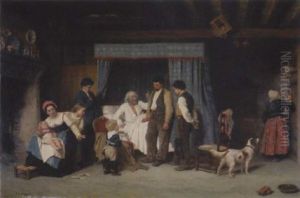 Familie Am Krankenbett Des Familienoberhauptes by Duverger, Theophile Emmanuel
